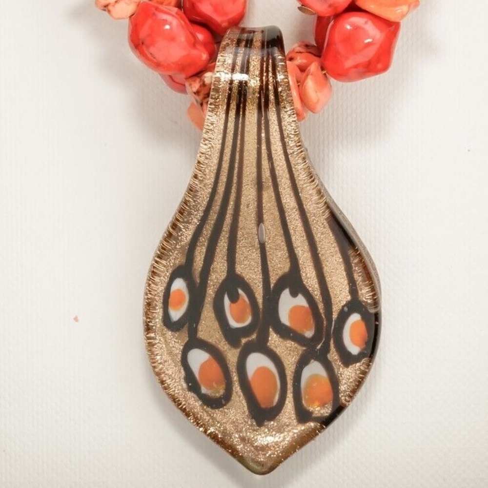 NEW in Box MIXIT Coral Orange Statement Necklace & Earrings Set | Leather Cord - Picture 3 of 6